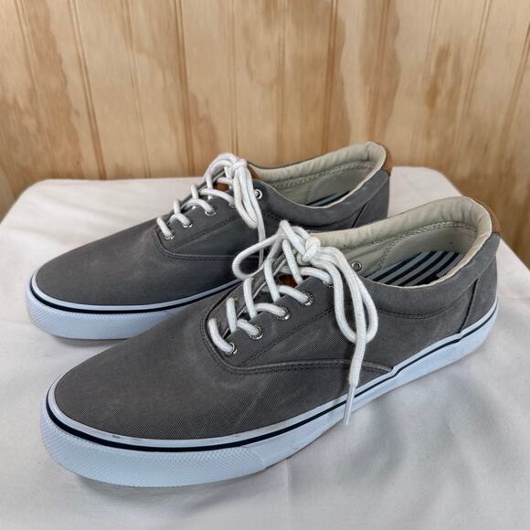 Sperry Striper II CVO Sneakers Men's Size 11 Gray Canvas Low Top Casual Sneakers - Picture 2 of 11